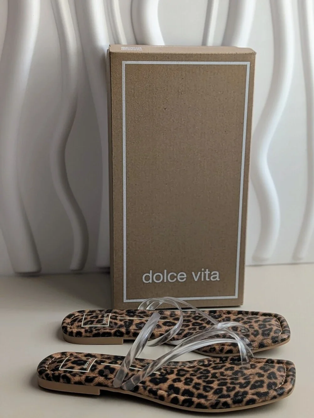 Dolce Vita Leanna Leopard Clear Strap Slide Sandals Size 8 NIB